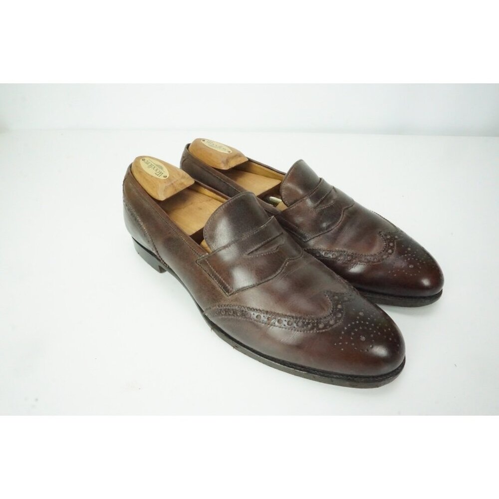 Paul Stuart Edward Green Brown Loafer Wing Tip Shoes Sz 9.5